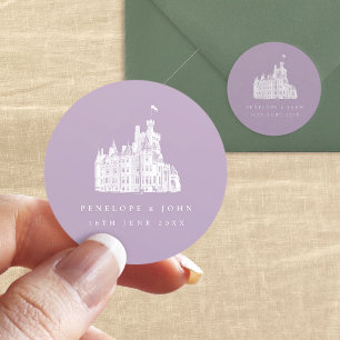 Sticker Rond Mariage de Rêve au Château Lavande Vintage