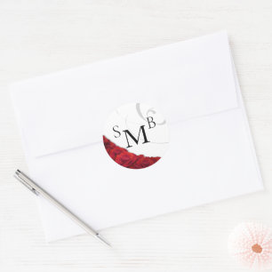 Sticker Rond Mariage de rose rouge