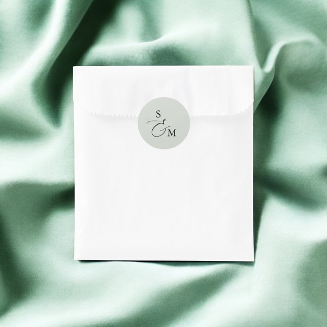 Sticker Rond Mariage de script d'amplitude de monogramme (Créateur téléchargé)