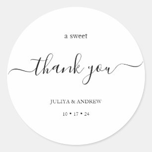 Sticker Rond Mariage de script noir et blanc de base