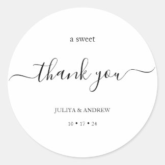Sticker Rond Mariage de script noir et blanc de base