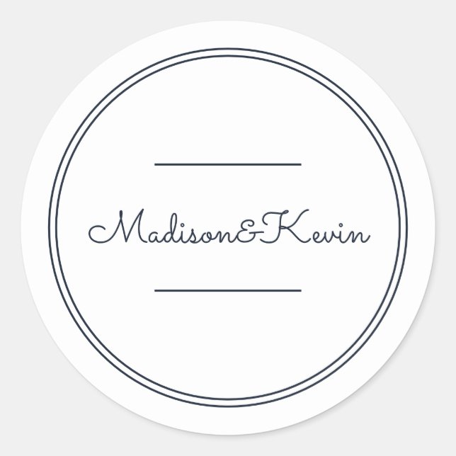 Sticker Rond Mariage de script simple minimaliste (Devant)