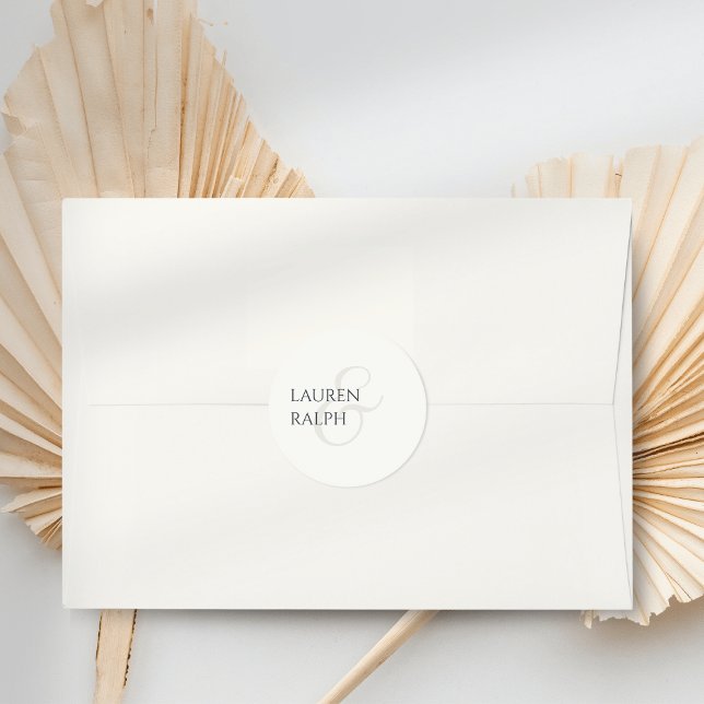 Sticker Rond Mariage de script tendance noir et ivoire (Créateur téléchargé)