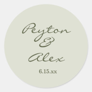Sticker Rond Mariage de script vert de la taille de base