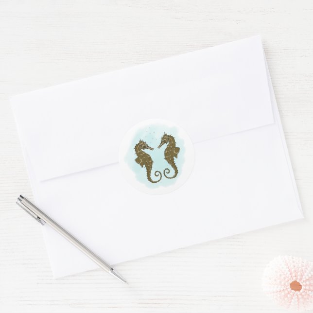 Sticker Rond Mariage de Seahorse (Enveloppe)