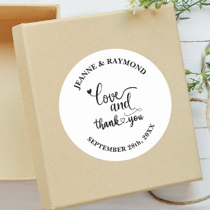 Sticker Rond Mariage de style personnalisé d'amour et de remerc