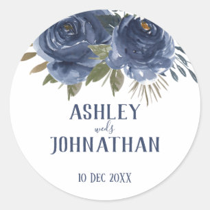Sticker Rond Mariage de style Rose bleu