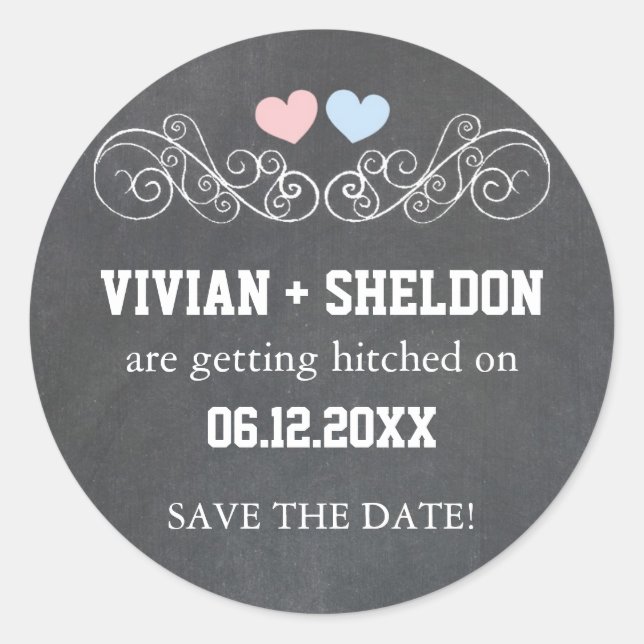 Sticker Rond Mariage de tableau de bord rose (Devant)