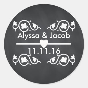 Sticker Rond Mariage de tableau noir moderne