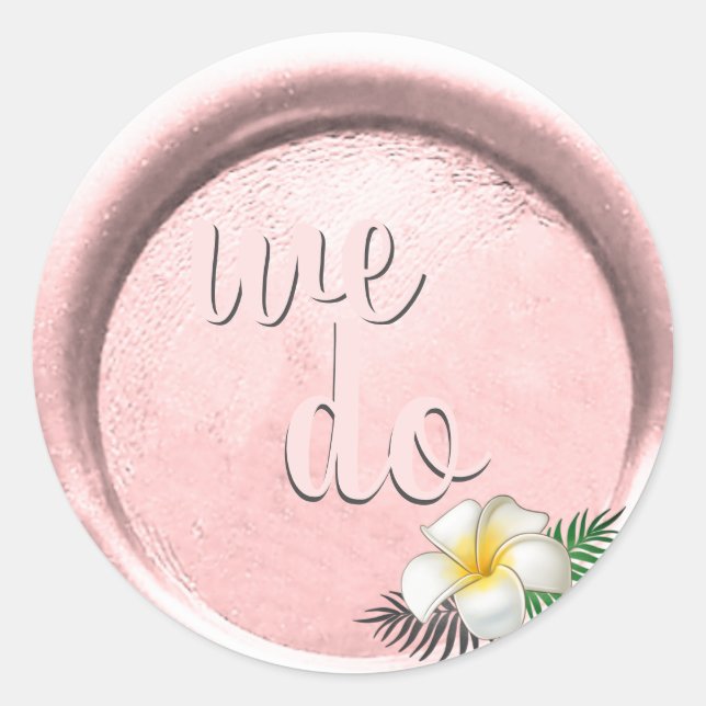 Sticker Rond *~* Mariage de tampon de cire florale PinK (Devant)