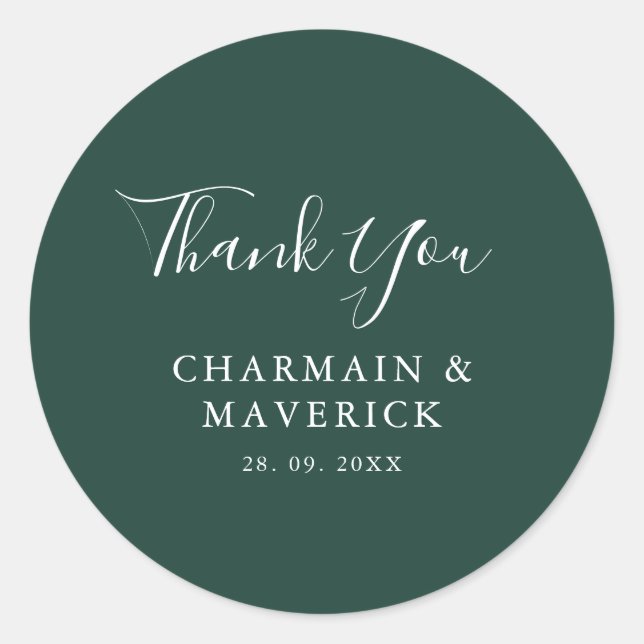 Sticker Rond Mariage de texte simple Emerald White (Devant)