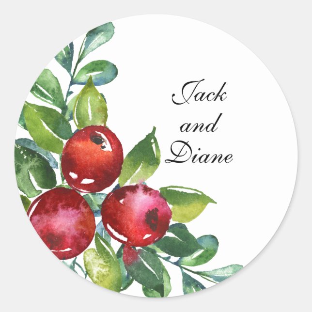 Sticker Rond Mariage de tiges d'aquarelle Berry (Devant)