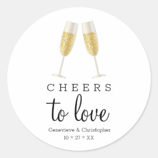 Sticker Rond Mariage de toast au champagne