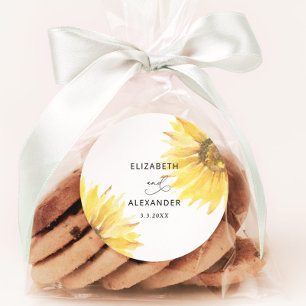 Sticker Rond Mariage de tournesol minimaliste