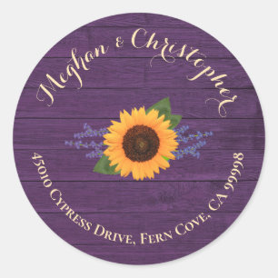 Sticker Rond Mariage de tournesol Retourner l'adresse Enveloppe