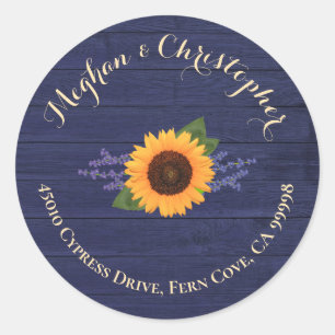 Sticker Rond Mariage de tournesol Retourner l'adresse Enveloppe