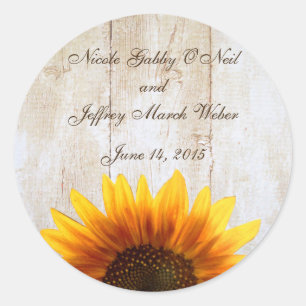 Sticker Rond Mariage de tournesol rustique