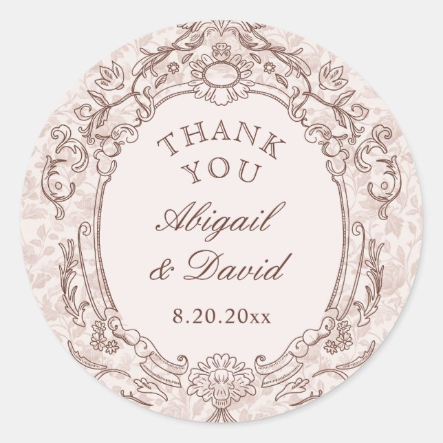 Sticker Rond Mariage de trame Vintage classique (Devant)