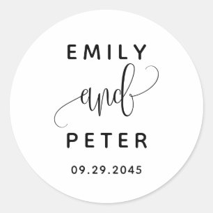 Sticker Rond Mariage de typographie de script Black Lovely
