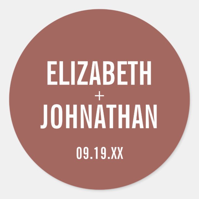 Sticker Rond Mariage de typographie simple Boho (Devant)
