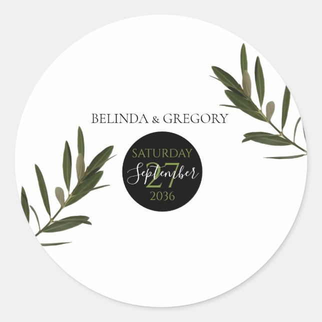 Sticker Rond Mariage de verdure Feuille d'olive (Devant)
