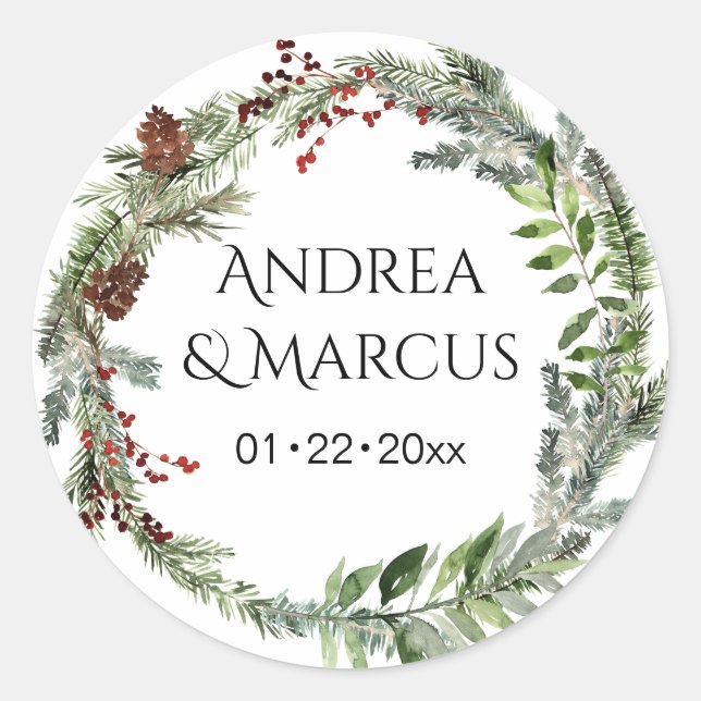 Sticker Rond Mariage de verdure Pinecone Wreath (Devant)