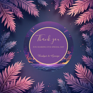 Sticker Rond mariage de vibe côtière pourpre