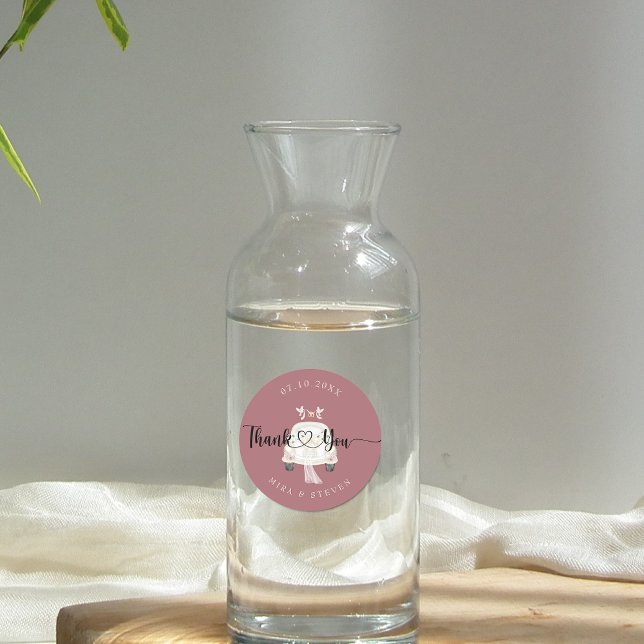 Sticker Rond mariage de voiture vintage rose (Créateur téléchargé)