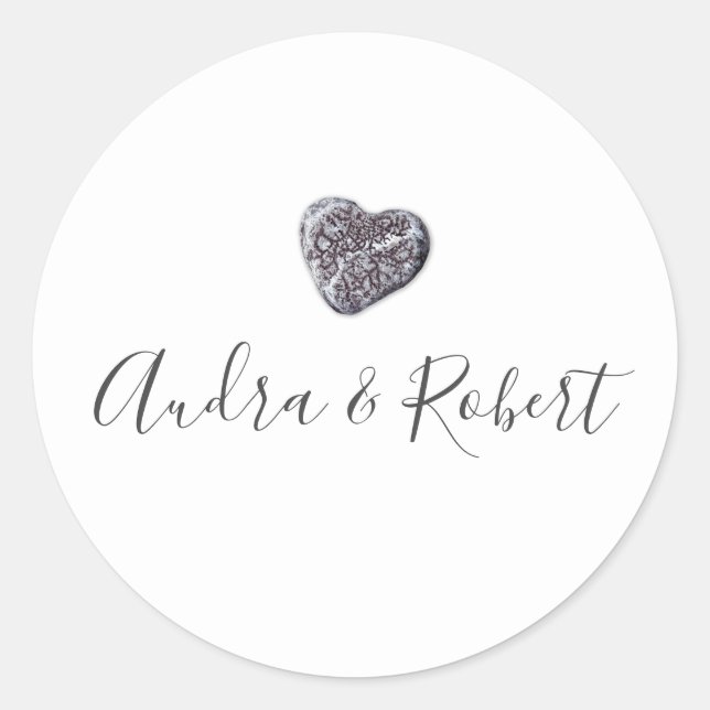 Sticker Rond Mariage Découverte de Cœur de Galet (Devant)