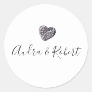 Sticker Rond Mariage Découverte de Cœur de Galet