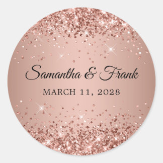 Sticker Rond Mariage dégradé or rose scintillant