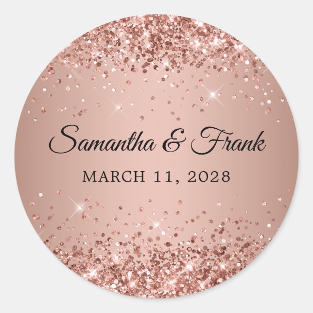 Sticker Rond Mariage dégradé or rose scintillant (Devant)