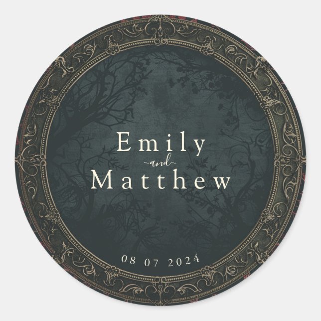 Sticker Rond Mariage d'élégance gothique victorienne (Devant)