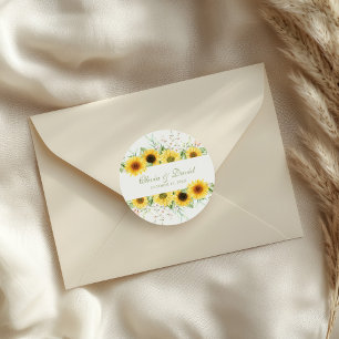 Sticker Rond Mariage Délice de Tournesol Rustique