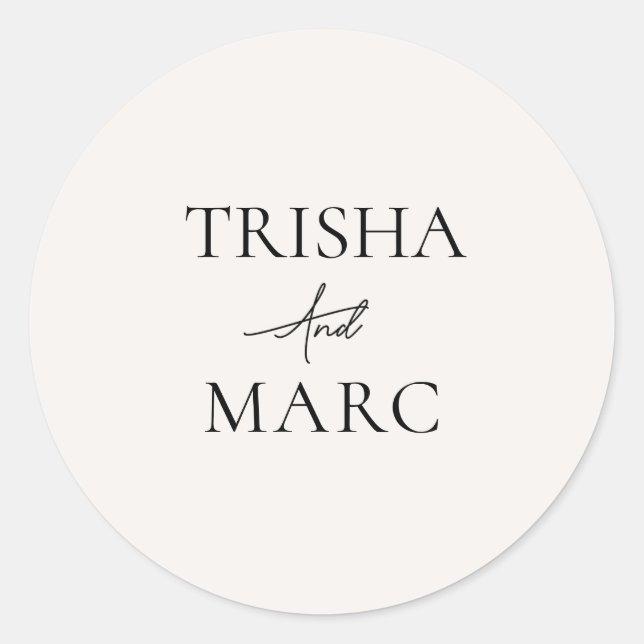 Sticker Rond Mariage d'enveloppe minimaliste moderne (Devant)
