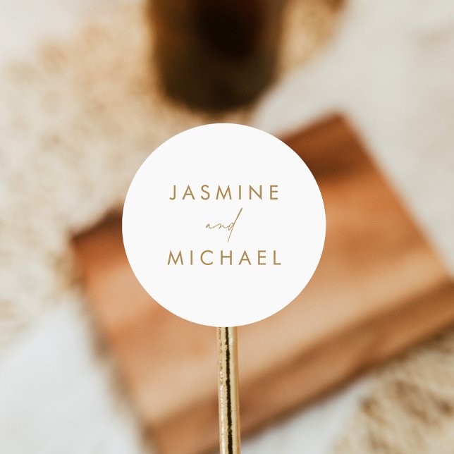 Sticker Rond Mariage d'enveloppes de script or moderne (Créateur téléchargé)