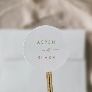 Sticker Rond Mariage d'enveloppes de script or moderne