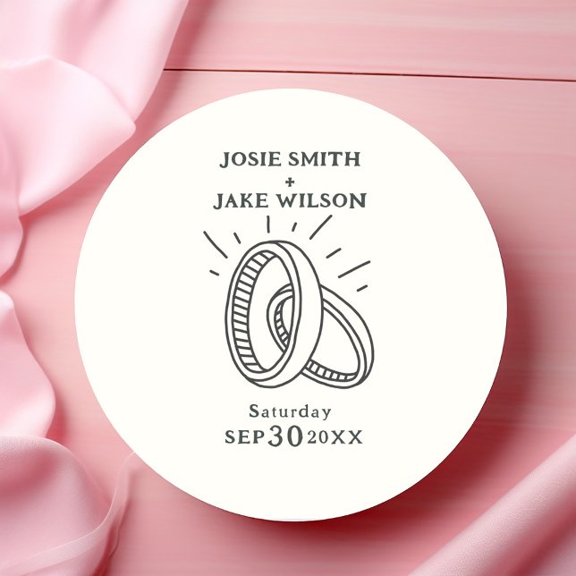 Sticker Rond Mariage des anneaux mariage amusant (Créateur téléchargé)