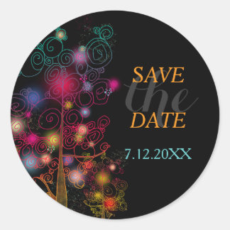 Sticker Rond Mariage des arbres spiraux Enregistrer la date