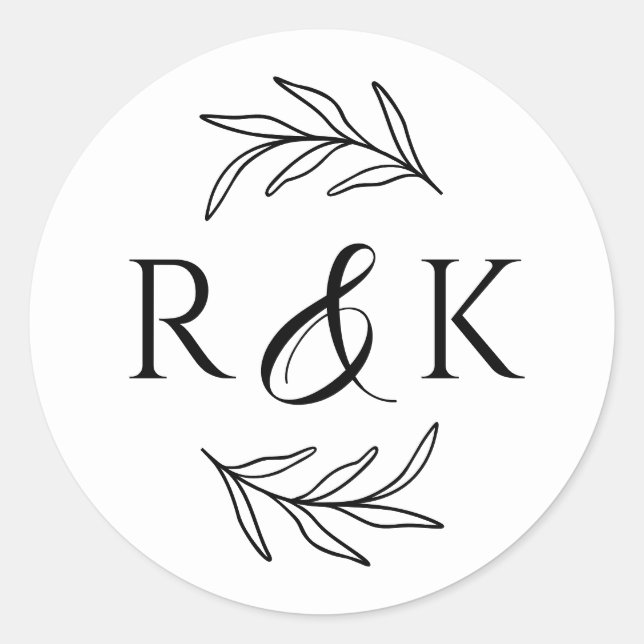 Sticker Rond Mariage d'esperluette de couronnes Feuilles botani (Devant)