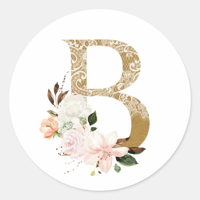 Sticker Rond Mariage d'été du printemps MONOGRAM B (Devant)