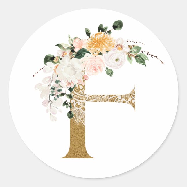 Sticker Rond Mariage d'été du printemps MONOGRAM F (Devant)