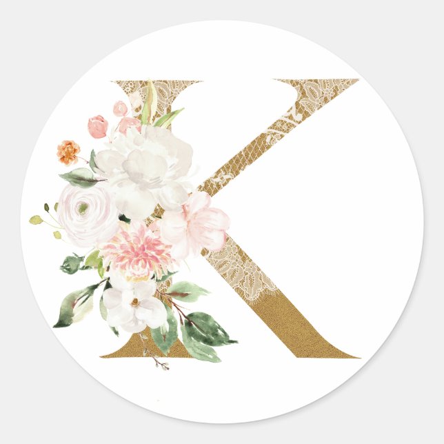 Sticker Rond Mariage d'été du printemps MONOGRAM K (Devant)