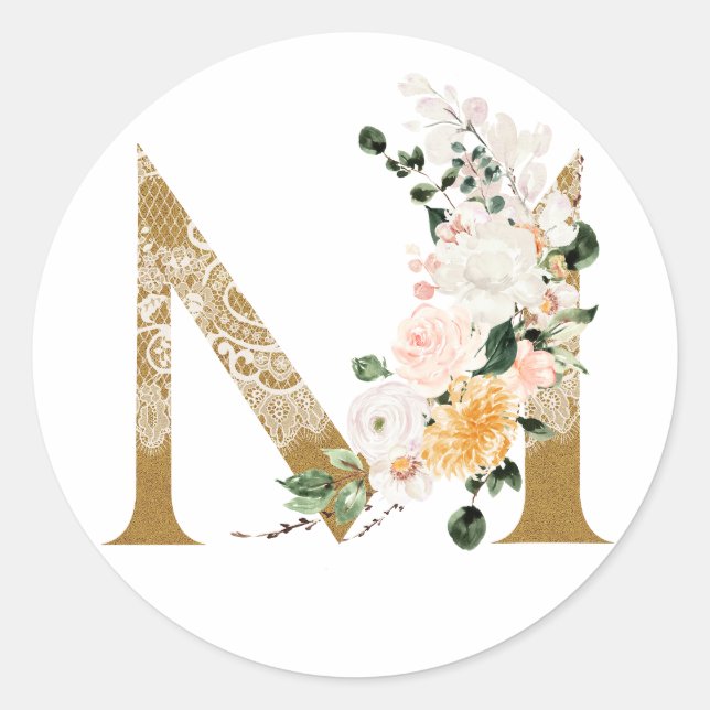 Sticker Rond Mariage d'été du printemps MONOGRAM M (Devant)