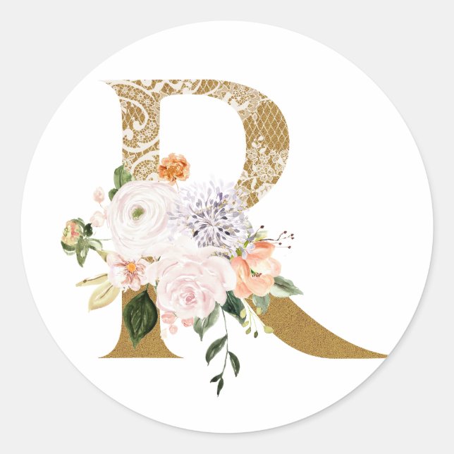 Sticker Rond Mariage d'été du printemps MONOGRAM R (Devant)