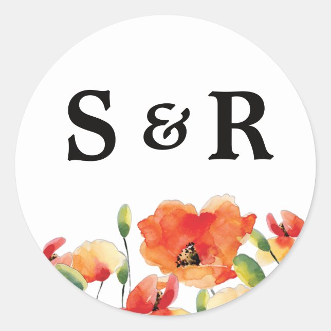 Sticker Rond Mariage d'été Golden Poppy (Devant)