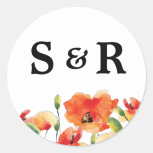 Sticker Rond Mariage d'été Golden Poppy