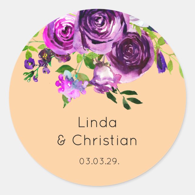 Sticker Rond Mariage d'été pourpre (Devant)