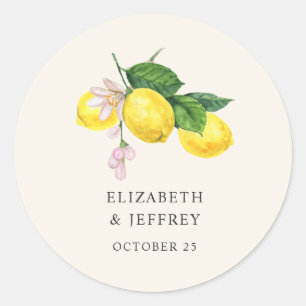 Sticker Rond Mariage d'été Rustique Citrus Boho