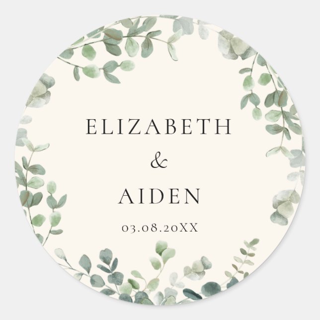 Sticker Rond Mariage d'eucalyptus (Devant)